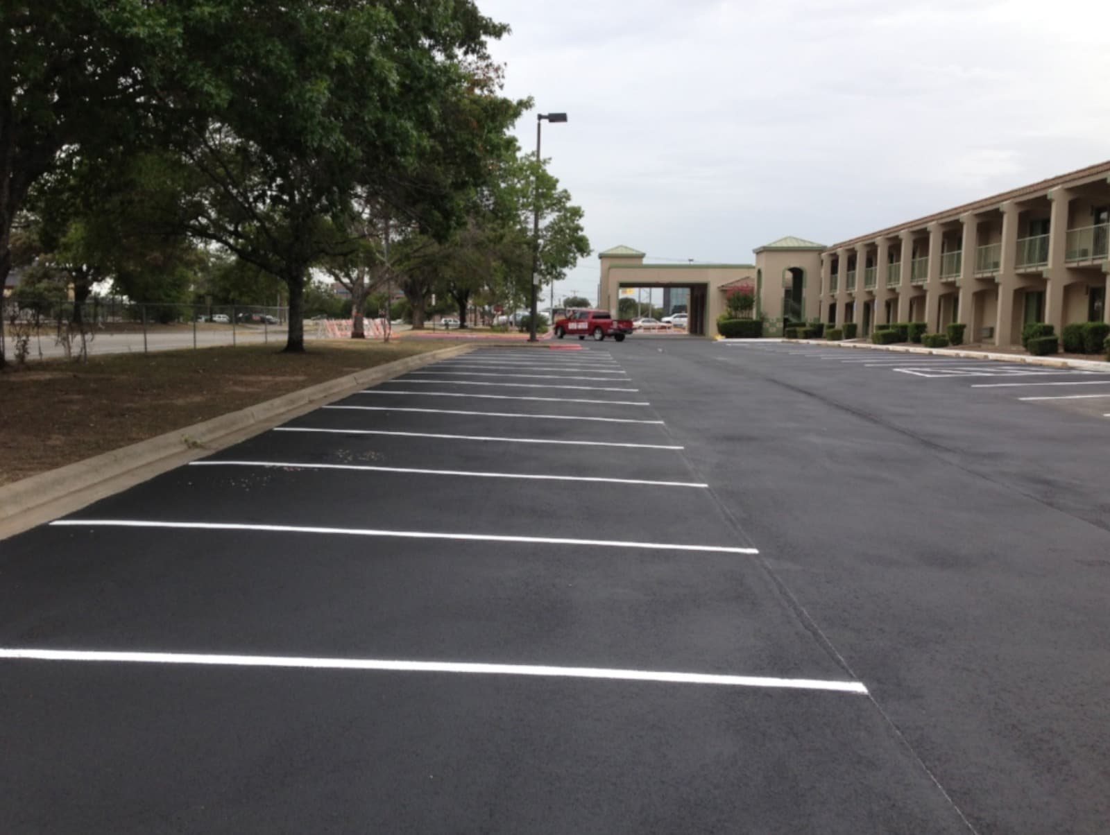 Well-maintained commercial parking lot